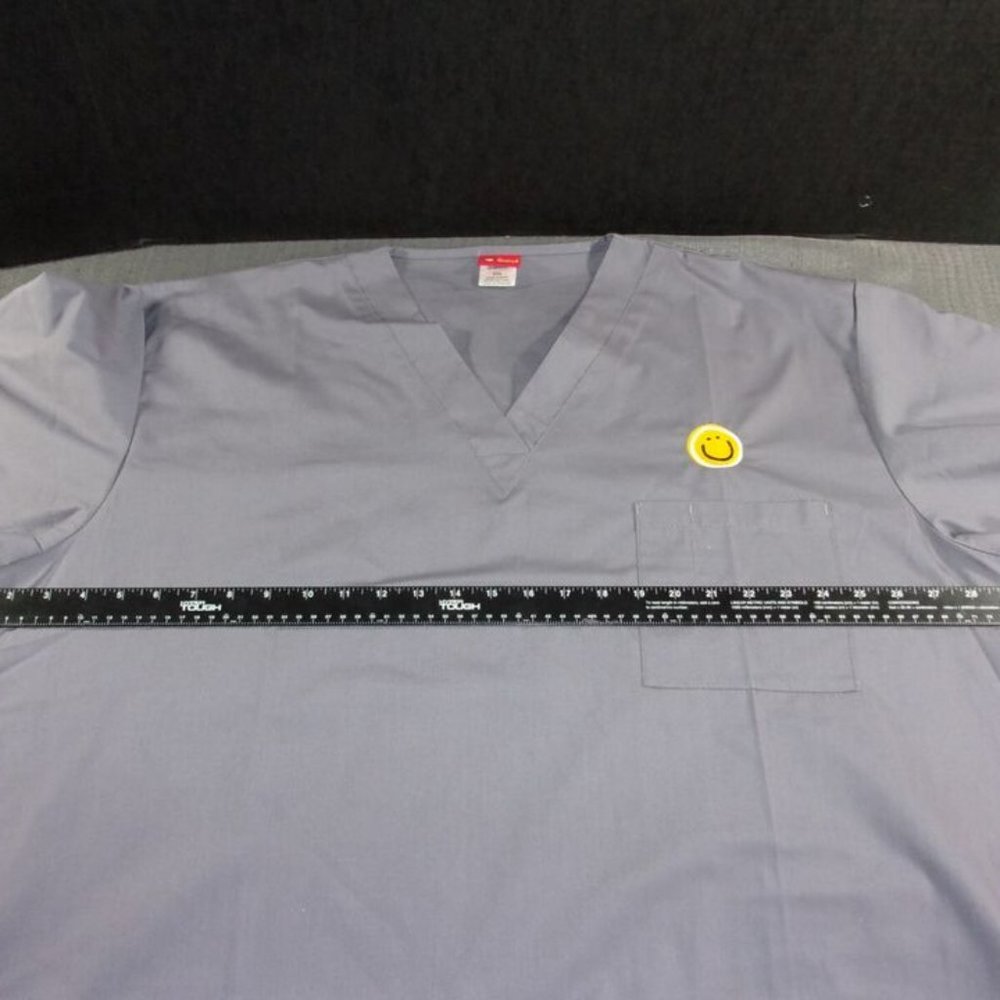 sz3X-LARGE SALUS BATTLESHIP GRAY GREY HOSPITAL PULLOVER SCRUB TOP SHIRT 2 POCKET - Picture 5 of 10